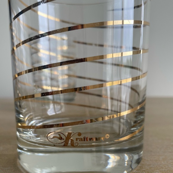 Kraftware MCM Gold Ribbon Swirl Glassware/Barware - set of 4 - Picture 4 of 12